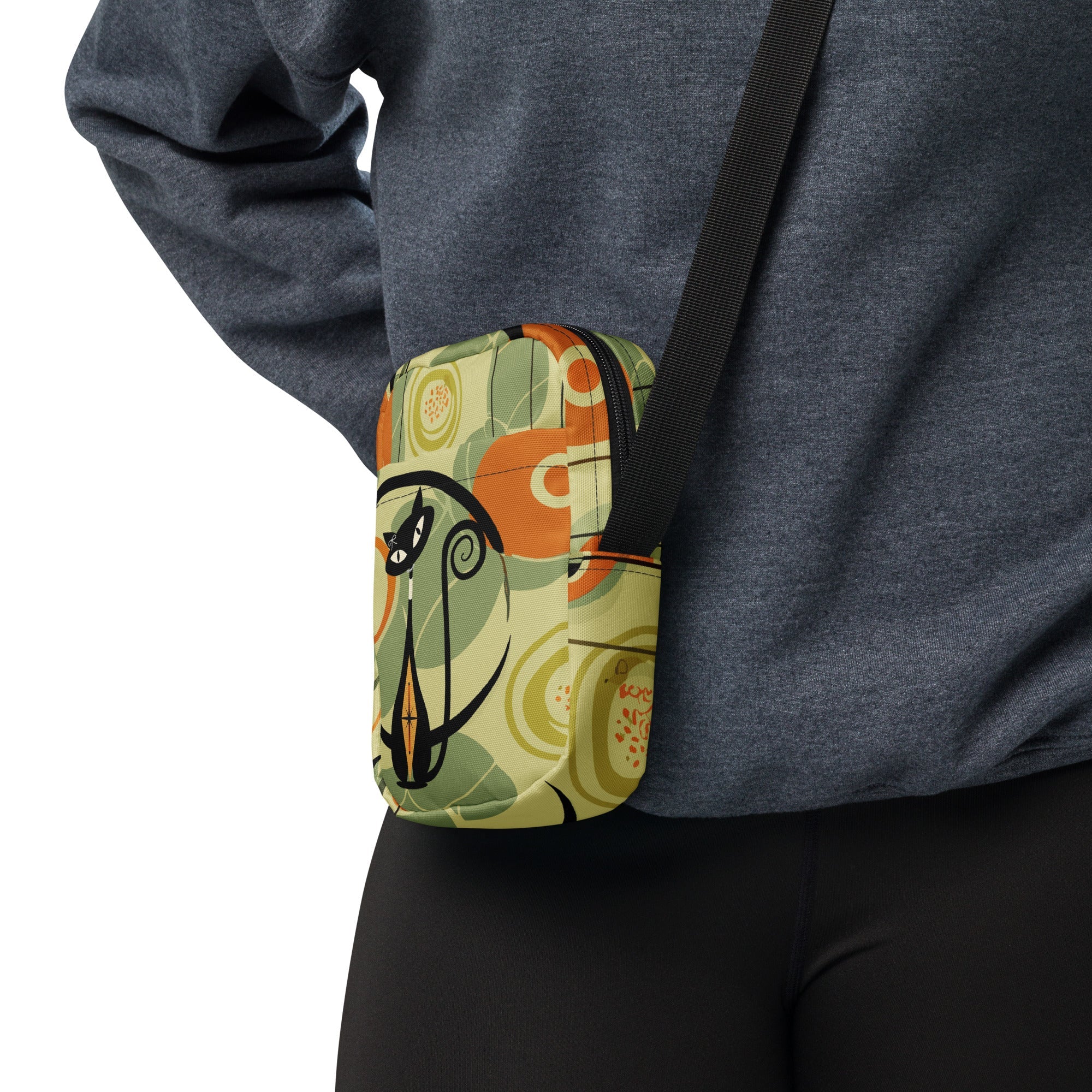 Kate McEnroe New York Atomic Cat Crossbody Bag, Retro Mid Century Modern Sling Bag for WomenCrossbody Bags2457938_19256