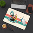 Kate McEnroe New York Atomic Cat Desk Mat, Mid Century Modern Office Accessory, MCM Teal, Coral Workspace Decor Mouse Pads 12" × 18" 25913640401117497202