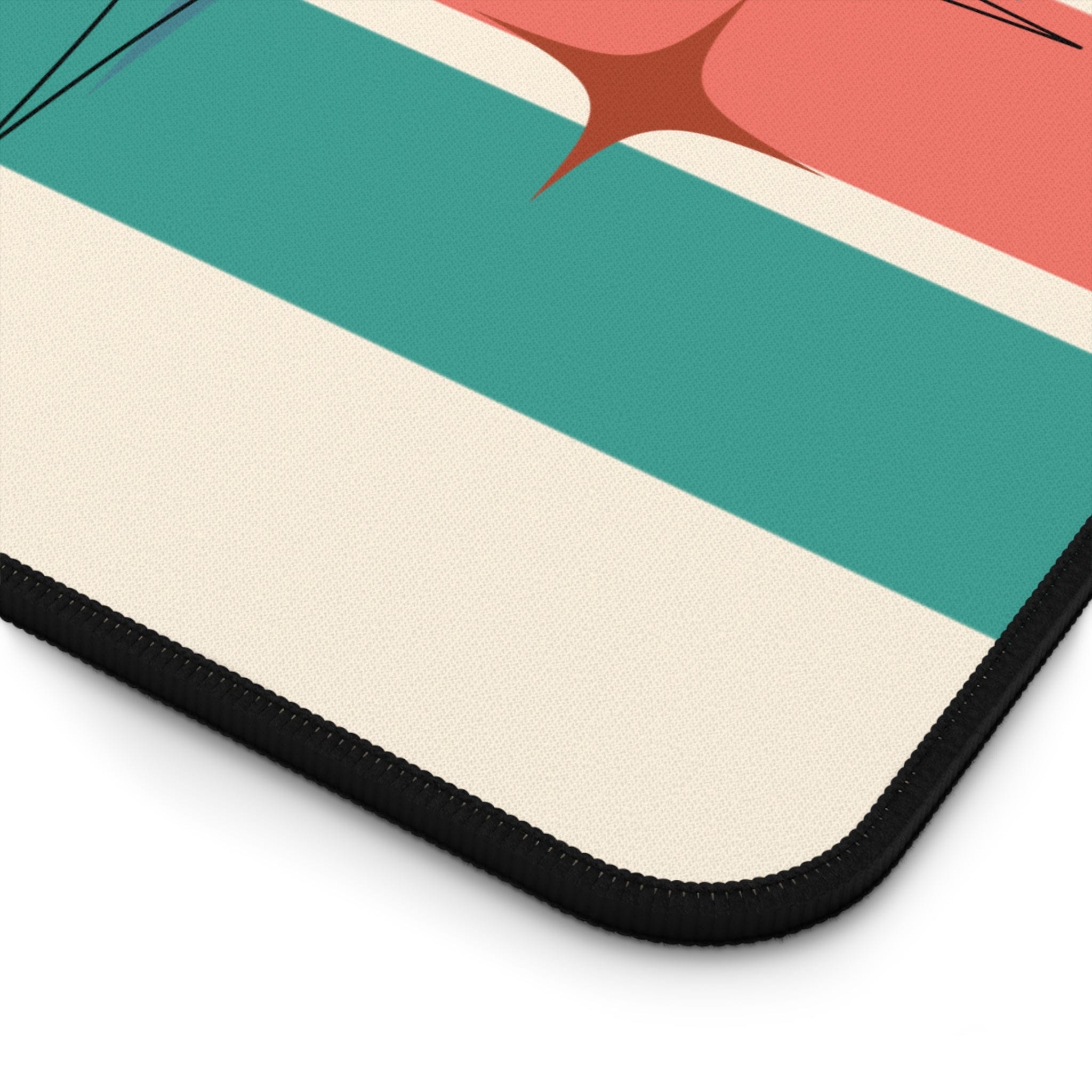 Kate McEnroe New York Atomic Cat Desk Mat, Mid Century Modern Office Accessory, MCM Teal, Coral Workspace DecorDesk Pads29794091373347944449