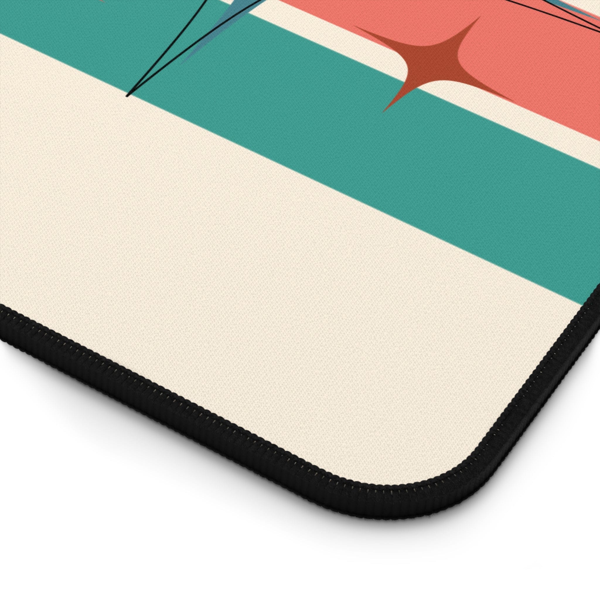 Kate McEnroe New York Atomic Cat Desk Mat, Mid Century Modern Office Accessory, MCM Teal, Coral Workspace DecorDesk Pads29794091373347944449