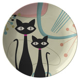 Kate McEnroe New York Atomic Cat Dinner Plate in Mid Century Modern Beige, Aqua, Pink Boomerang StarburstsPlatesP20 - 2CT - BEI - 1B4