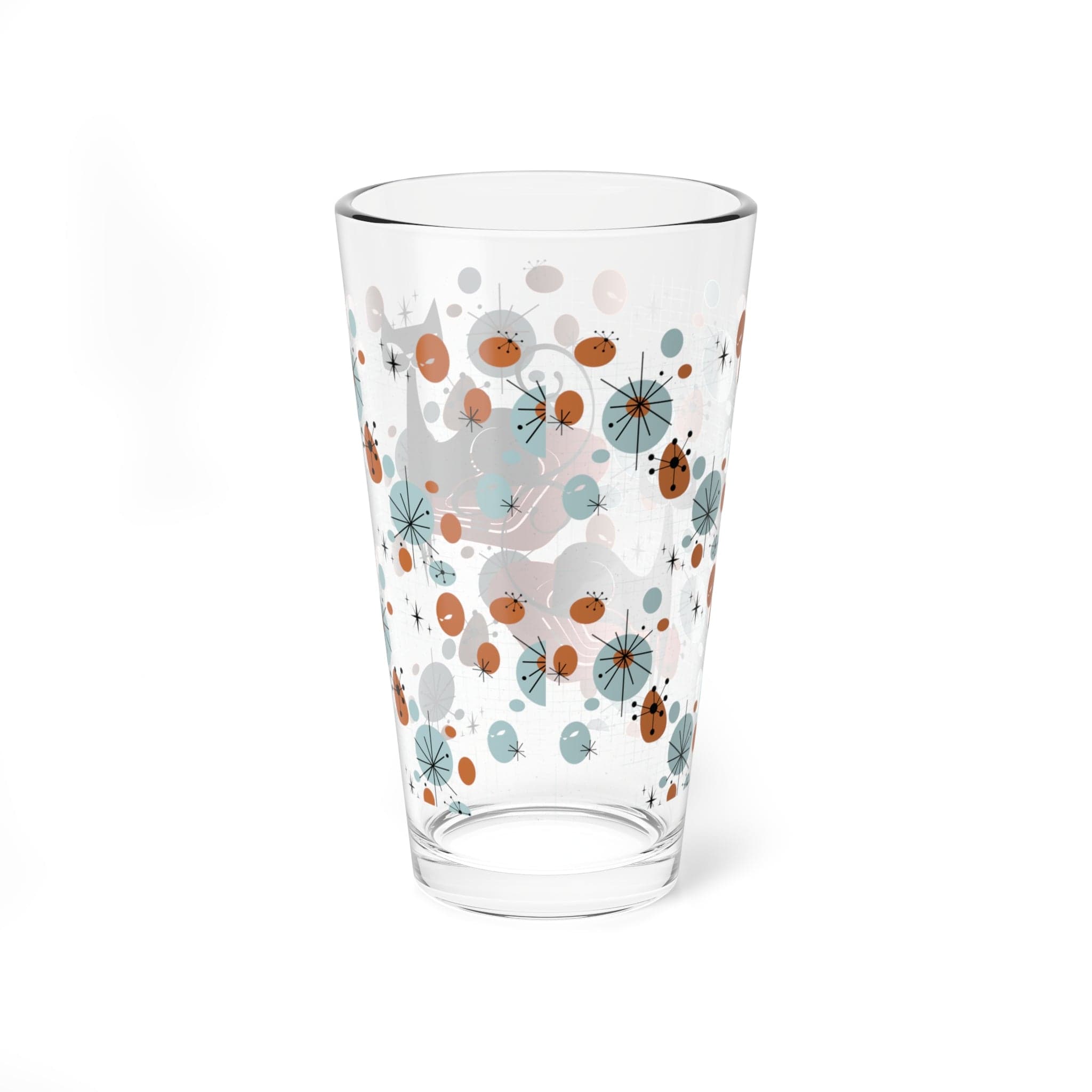 Kate McEnroe New York Atomic Cat Drinking Glass, Mid Century Modern Pint, Retro Barware, MCM Kitchen Glassware, Vintage Mixer CupMixing Glasses27214589254940618870