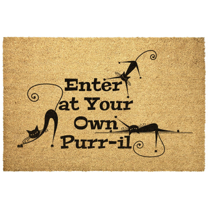 Kate McEnroe New York Atomic Cat, Enter at Your Own Purr-il Doormat, Mid Century Modern Kitty, Retro Funny Mat Door Mats