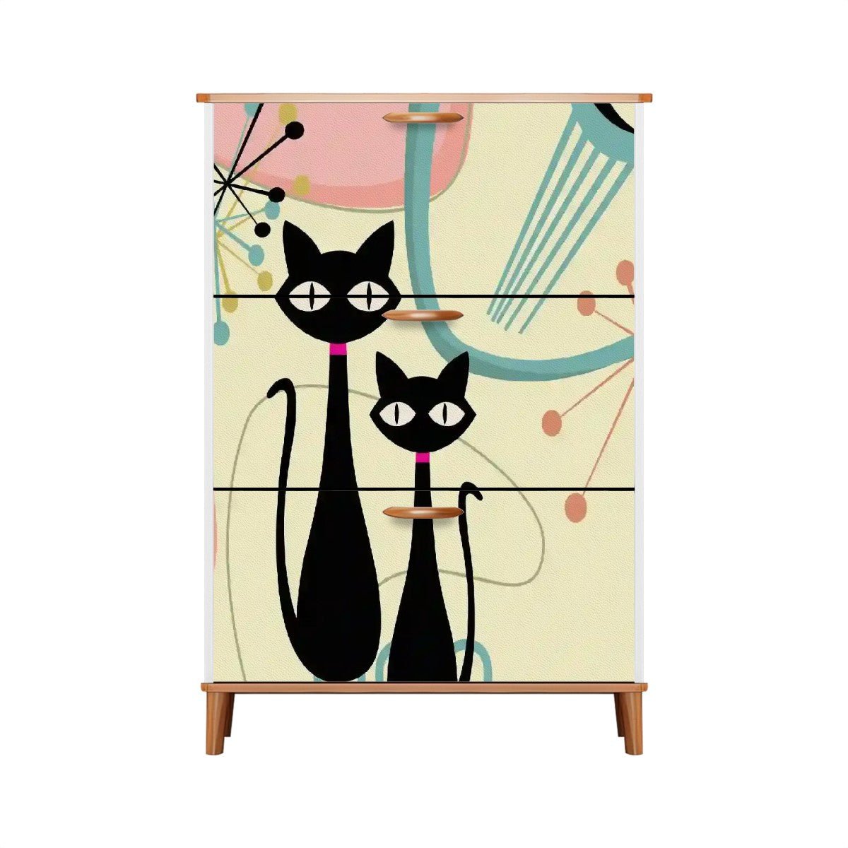 Kate McEnroe New York Atomic Cat Entryway Shoe Cabinet, Mid Century Modern Starburst Storage, Retro Kitty Furniture OrganizerShoe StoragecmP0fTHBC2
