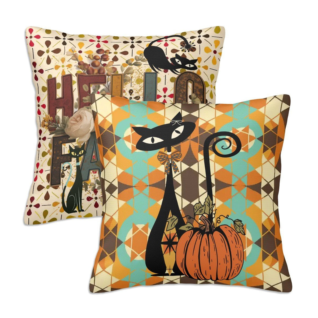 Kate McEnroe New York Atomic Cat Fall Pillow Covers, Mid Century Modern Floral Cushion Covers Set of 2Throw Pillow Coverslpvj3I49Bz