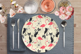 Kate McEnroe New York Atomic Cat, Flamingo Mid Century Modern Dinner Plates, Retro Whimsy MCM Starburst Cream, Pink, Gray DishesPlates9820SINGLE