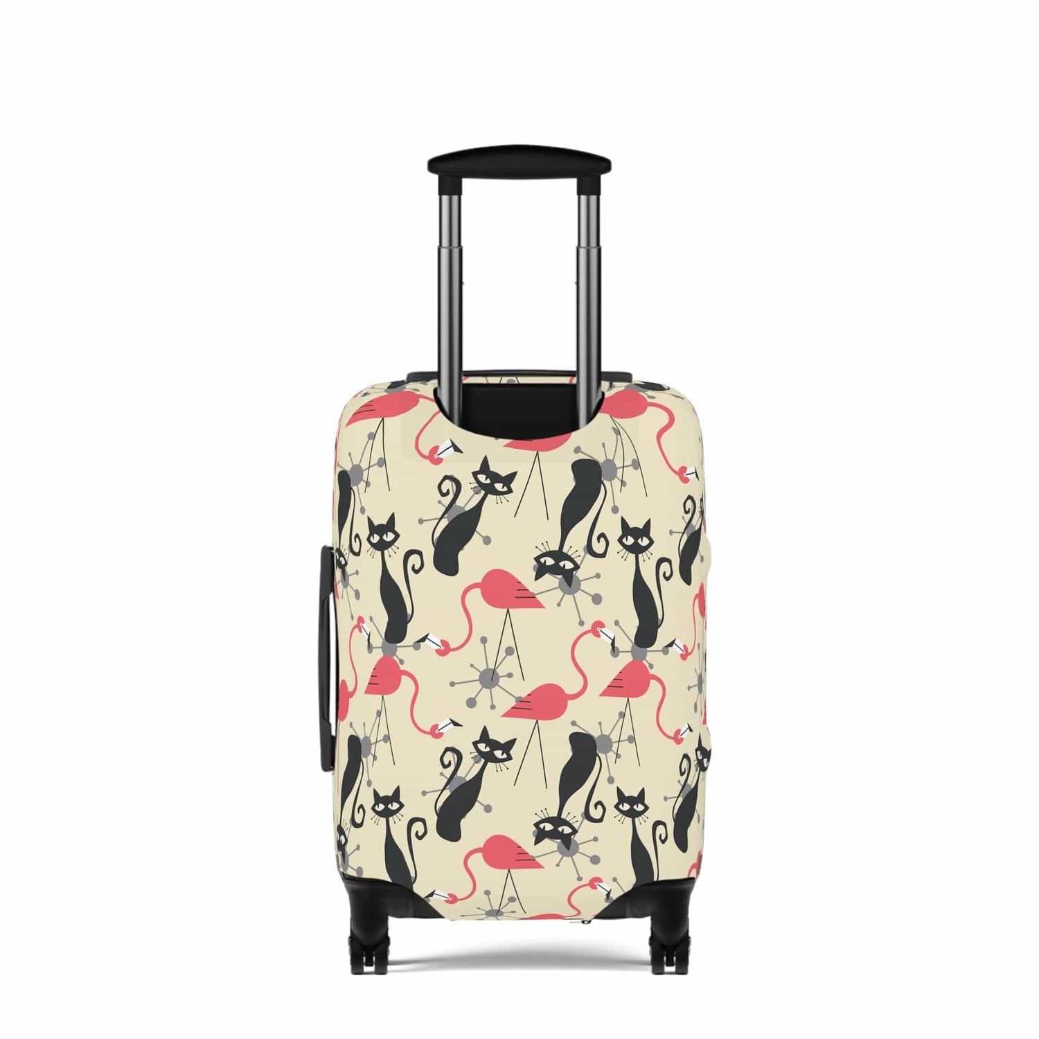 Kate McEnroe New York Atomic Cat, Flamingo Mid Century Modern Luggage Cover, Retro Whimsy MCM Starburst Cream, Pink, Gray Suitcase ProtectorLuggage Covers16024883669304044354