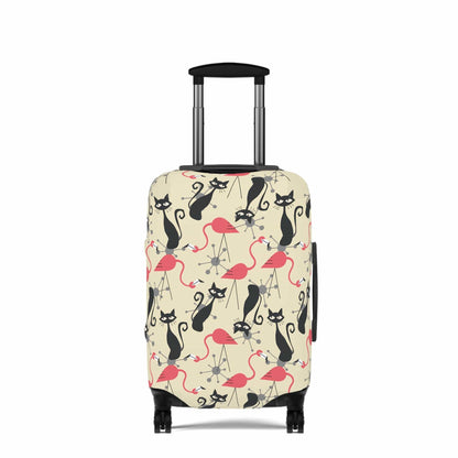 Kate McEnroe New York Atomic Cat, Flamingo Mid Century Modern Luggage Cover, Retro Whimsy MCM Starburst Cream, Pink, Gray Suitcase ProtectorLuggage Covers16024883669304044354