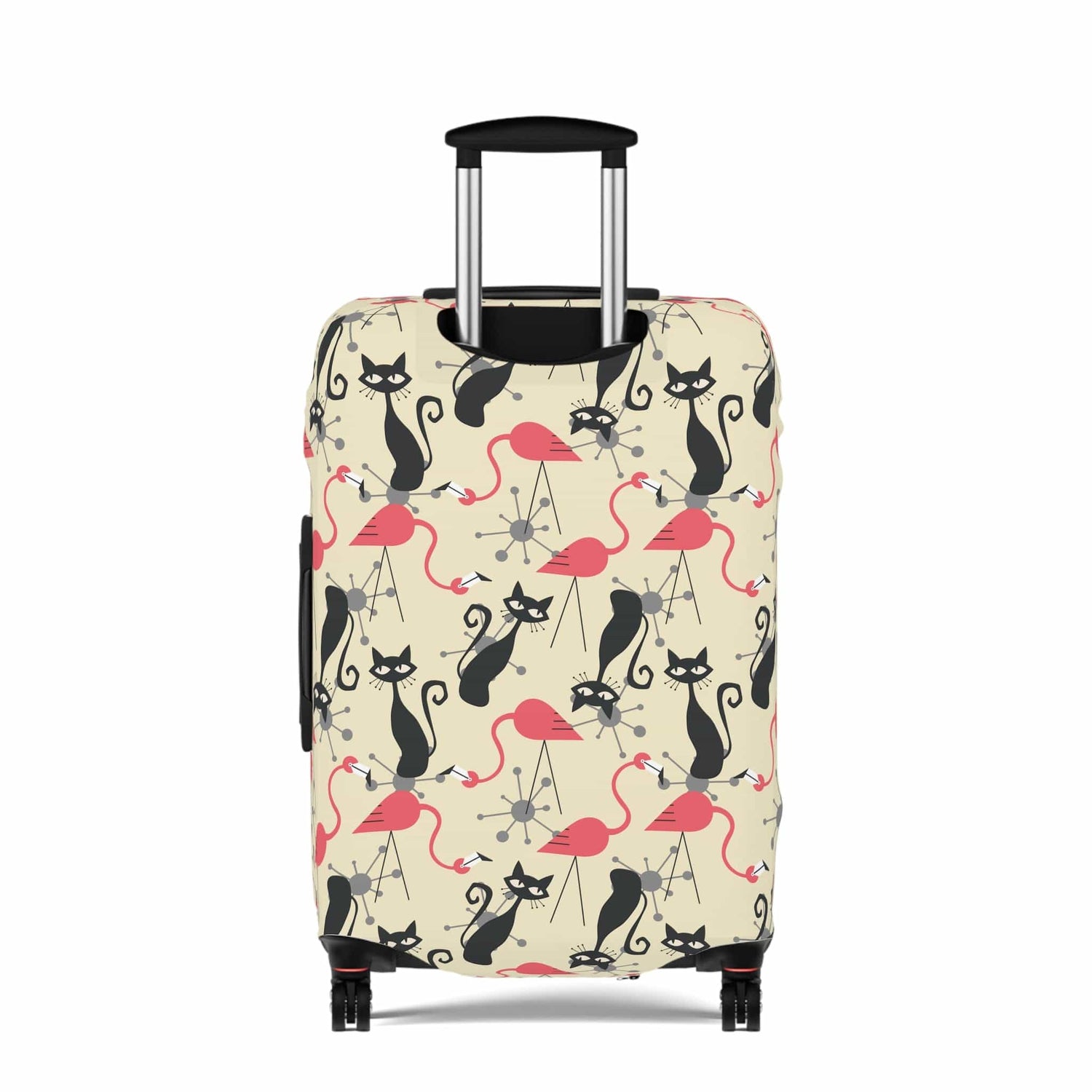 Kate McEnroe New York Atomic Cat, Flamingo Mid Century Modern Luggage Cover, Retro Whimsy MCM Starburst Cream, Pink, Gray Suitcase ProtectorLuggage Covers16024883669304044354