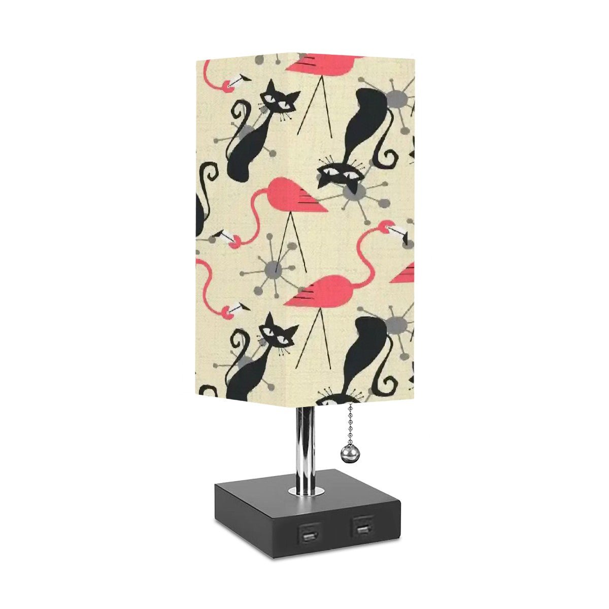 Kate McEnroe New York Atomic Cat Flamingo Mid Century USB Table Lamp, Retro Sputnik Starburst Desk Light, 50s Kitsch MCM Accent LampDesk LampsQgYv9qnfjV