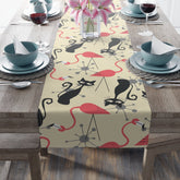 Kate McEnroe New York Atomic Cat, Flamingo Table Runner, Mid Century Modern Starburst Table Linen, 1950s MCM Cotton, Poly Dining DecorTable Runners64217725123336304311