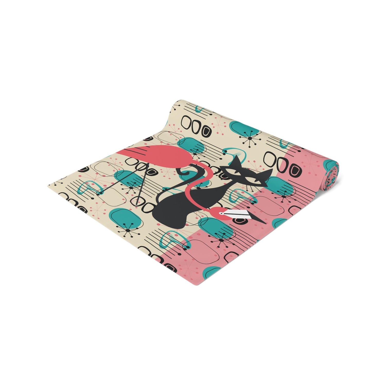 Kate McEnroe New York Atomic Cat Flamingo Table Runner, Retro Mid Century Modern Dining AccentTable Runners19127885555627332077