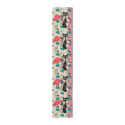 Kate McEnroe New York Atomic Cat Flamingo Table Runner, Retro Mid Century Modern Dining AccentTable Runners19127885555627332077