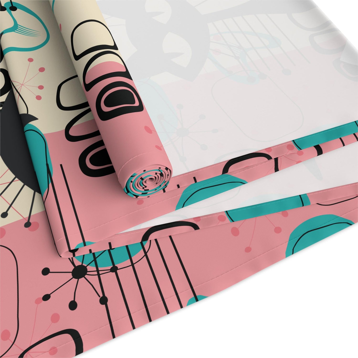 Kate McEnroe New York Atomic Cat Flamingo Table Runner, Retro Mid Century Modern Dining AccentTable Runners19127885555627332077