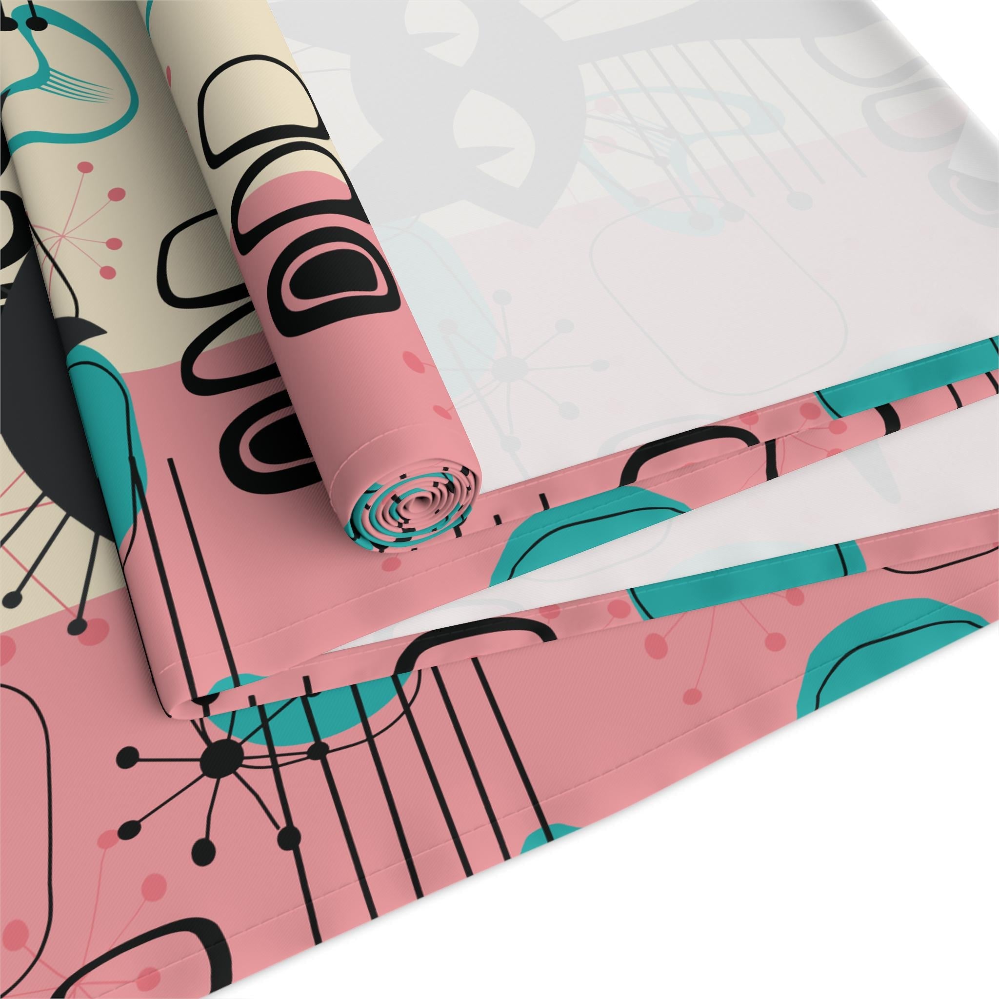 Kate McEnroe New York Atomic Cat Flamingo Table Runner, Retro Mid Century Modern Dining AccentTable Runners19127885555627332077