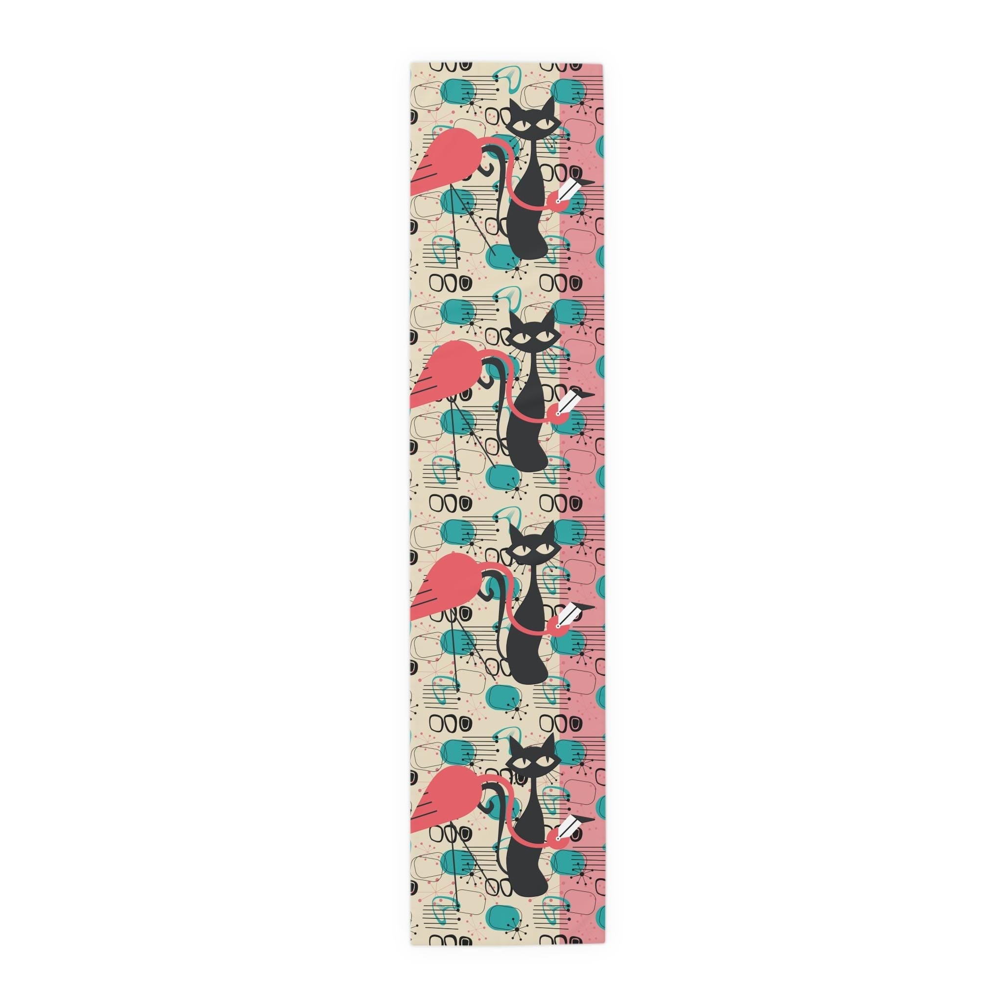 Kate McEnroe New York Atomic Cat Flamingo Table Runner, Retro Mid Century Modern Dining AccentTable Runners19127885555627332077