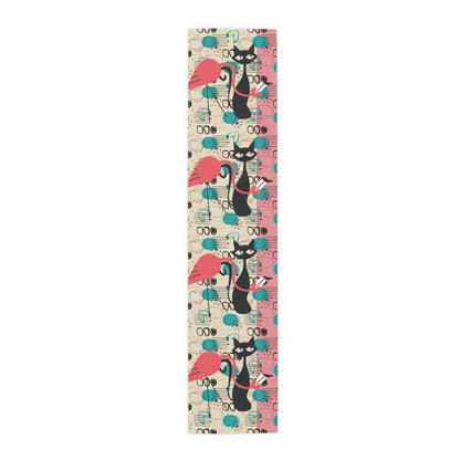Kate McEnroe New York Atomic Cat Flamingo Table Runner, Retro Mid Century Modern Dining AccentTable Runners19127885555627332077