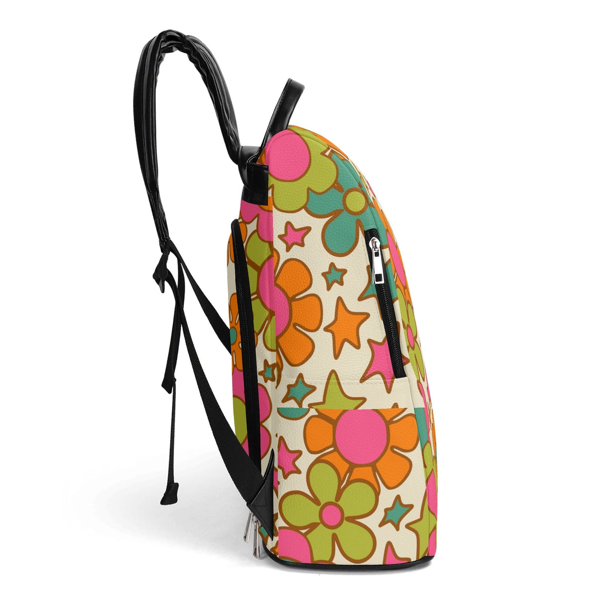 Kate McEnroe New York Atomic Cat Flower Power Backpack, Retro 70s Travel BagBackpacksY57V0O2W-1