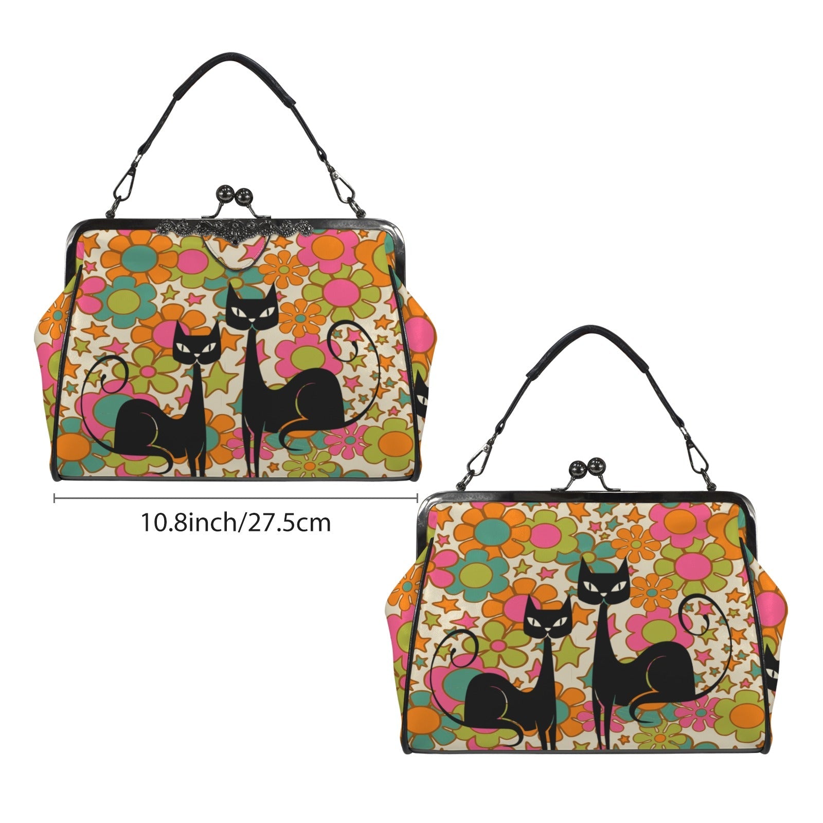 Kate McEnroe New York Atomic Cat Flower Power Kisslock Bag, Retro Mod HandbagCrossbody BagsD3336517