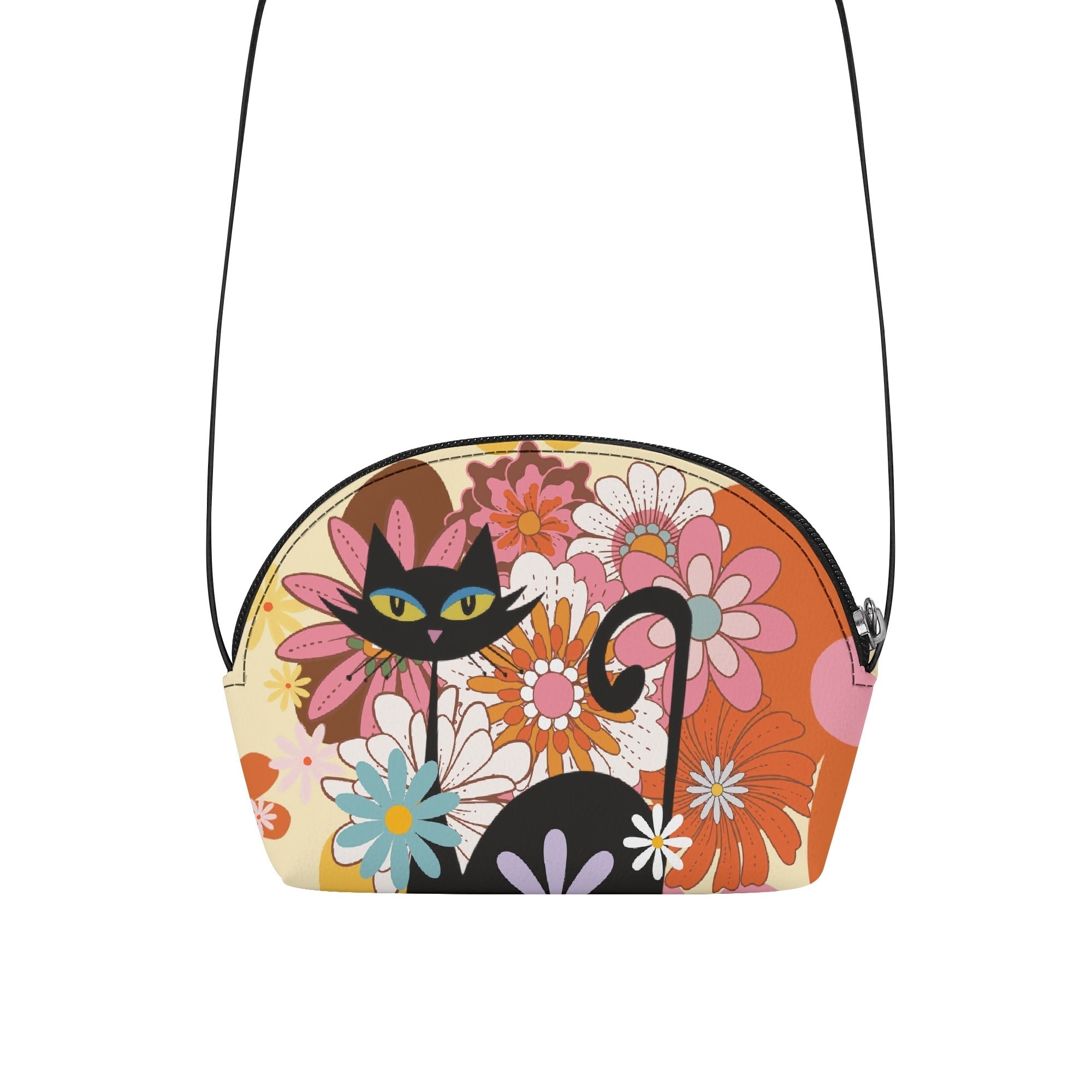 Kate McEnroe New York Atomic Cat Flower Power Mini Purse, Retro Mod 60s Girls Crossbody Bag, Mid Century Modern Kitsch HandbagHandbagsNVO3Z61Y - 1