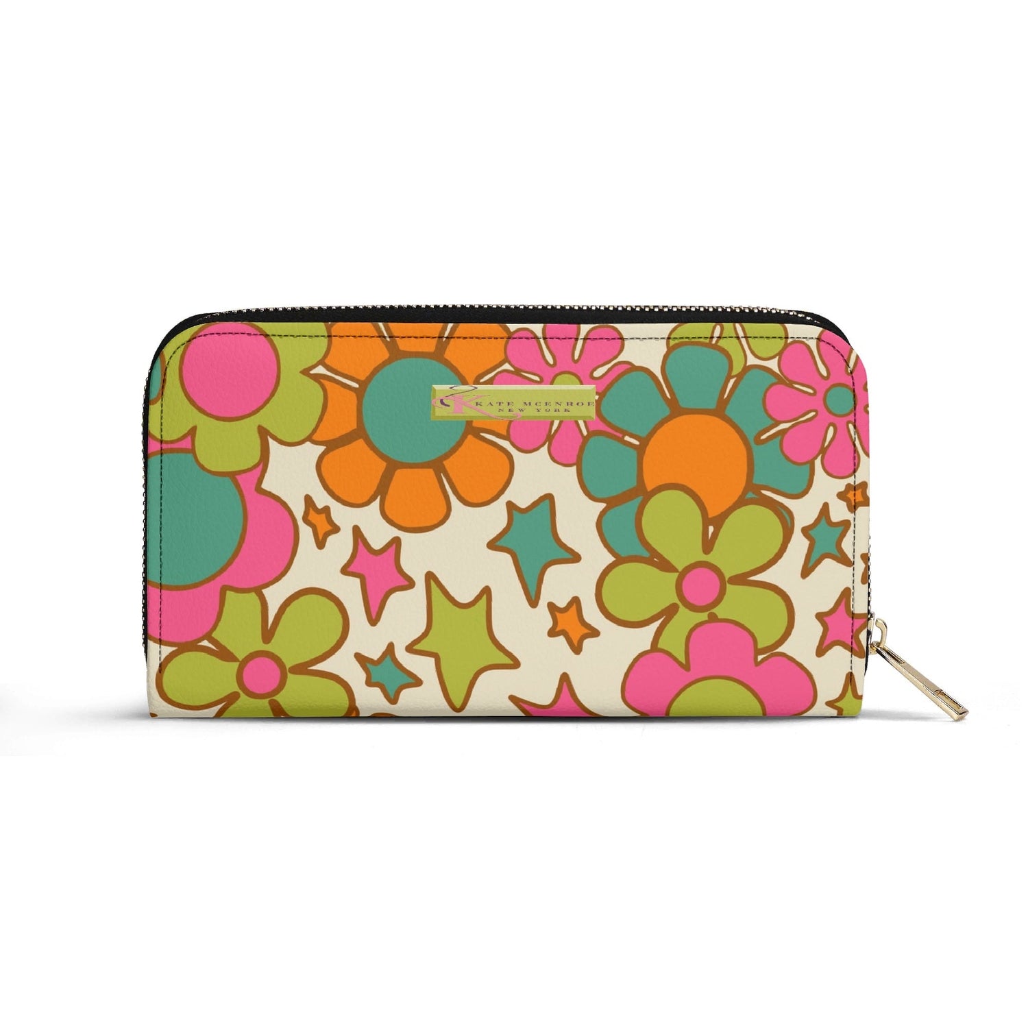 Kate McEnroe New York Atomic Cat Flower Power Wallet, Retro Groovy Mid Century Modern AccessoryWalletsNKQX6KXN-1