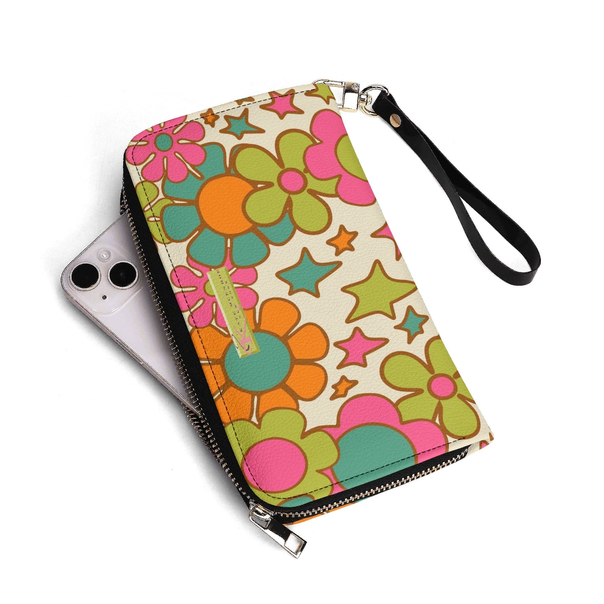 Kate McEnroe New York Atomic Cat Flower Power Wallet, Retro Groovy Mid Century Modern AccessoryWalletsNKQX6KXN-2