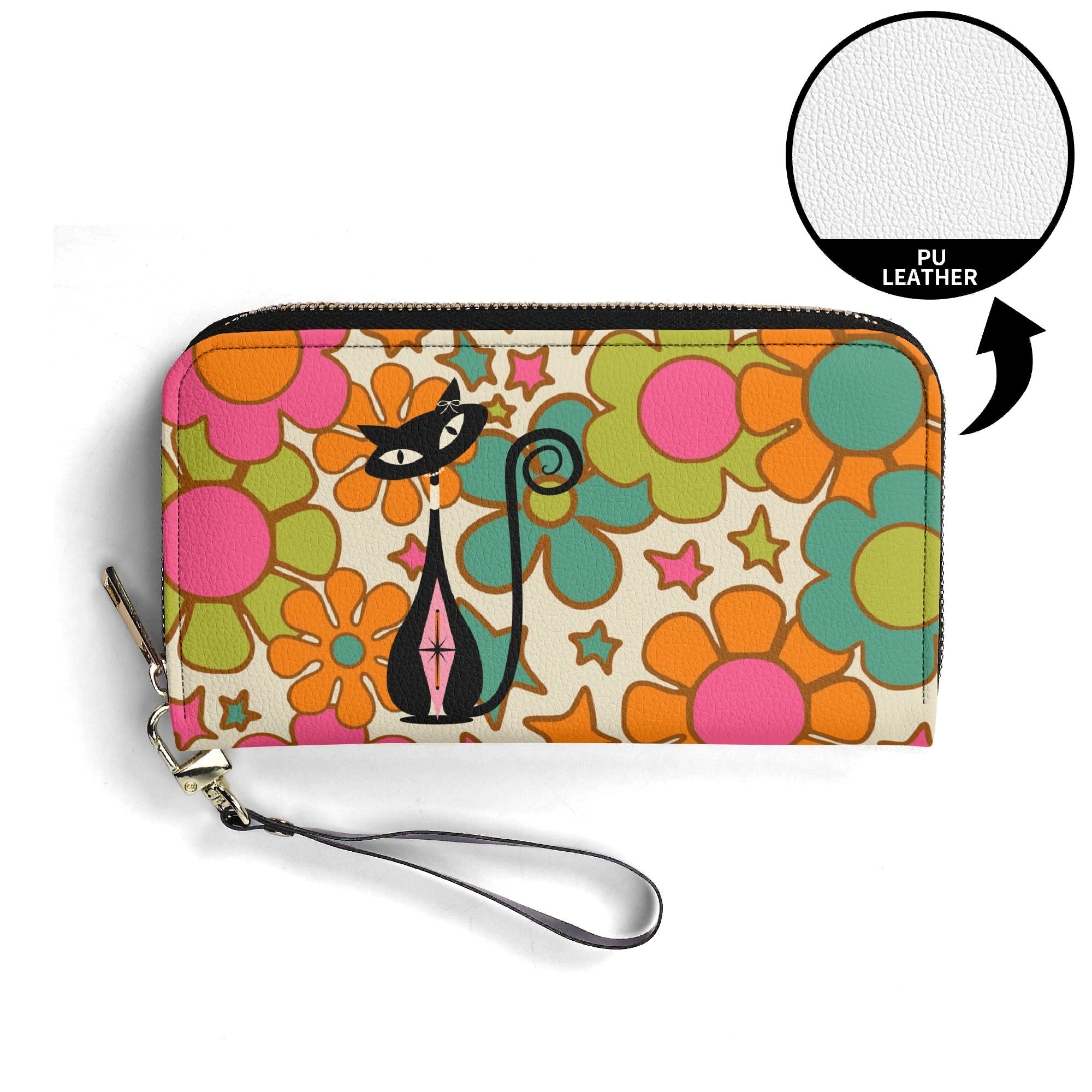 Kate McEnroe New York Atomic Cat Flower Power Wallet, Retro Groovy Mid Century Modern AccessoryWalletsNKQX6KXN-2