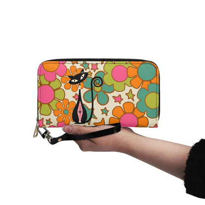 Kate McEnroe New York Atomic Cat Flower Power Wallet, Retro Groovy Mid Century Modern AccessoryWalletsNKQX6KXN-2