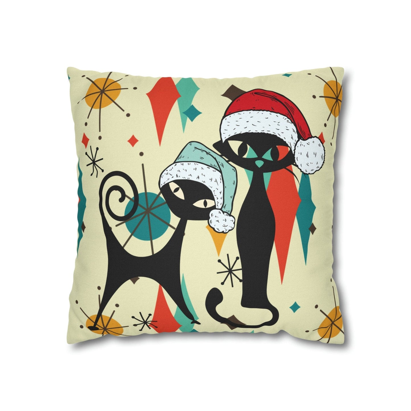 Kate McEnroe New York Atomic Cat Franciscan Diamond Starburst Christmas Pillow Cover, Mid Century Modern Retro Kitschy Holiday Decor Throw Pillow Covers