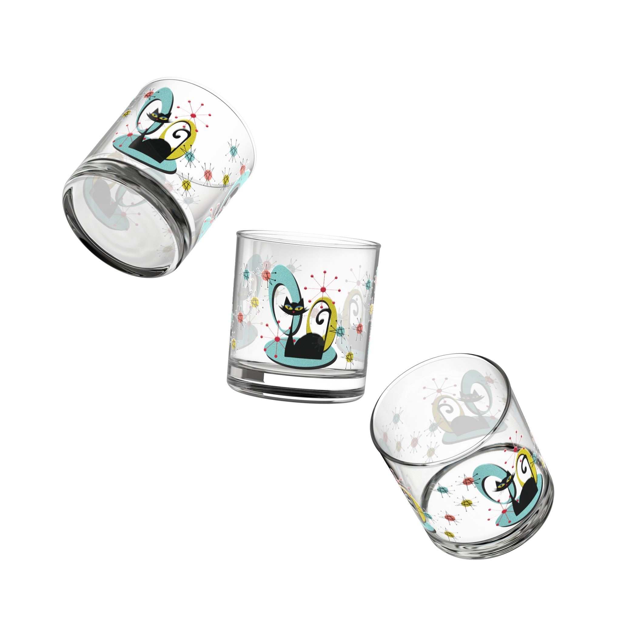 Kate McEnroe New York Atomic Cat Franciscan Starburst Bar Glass, Mid Century Modern Drinkware, Retro Chic GlasswareCocktail Glasses18906250856305063873