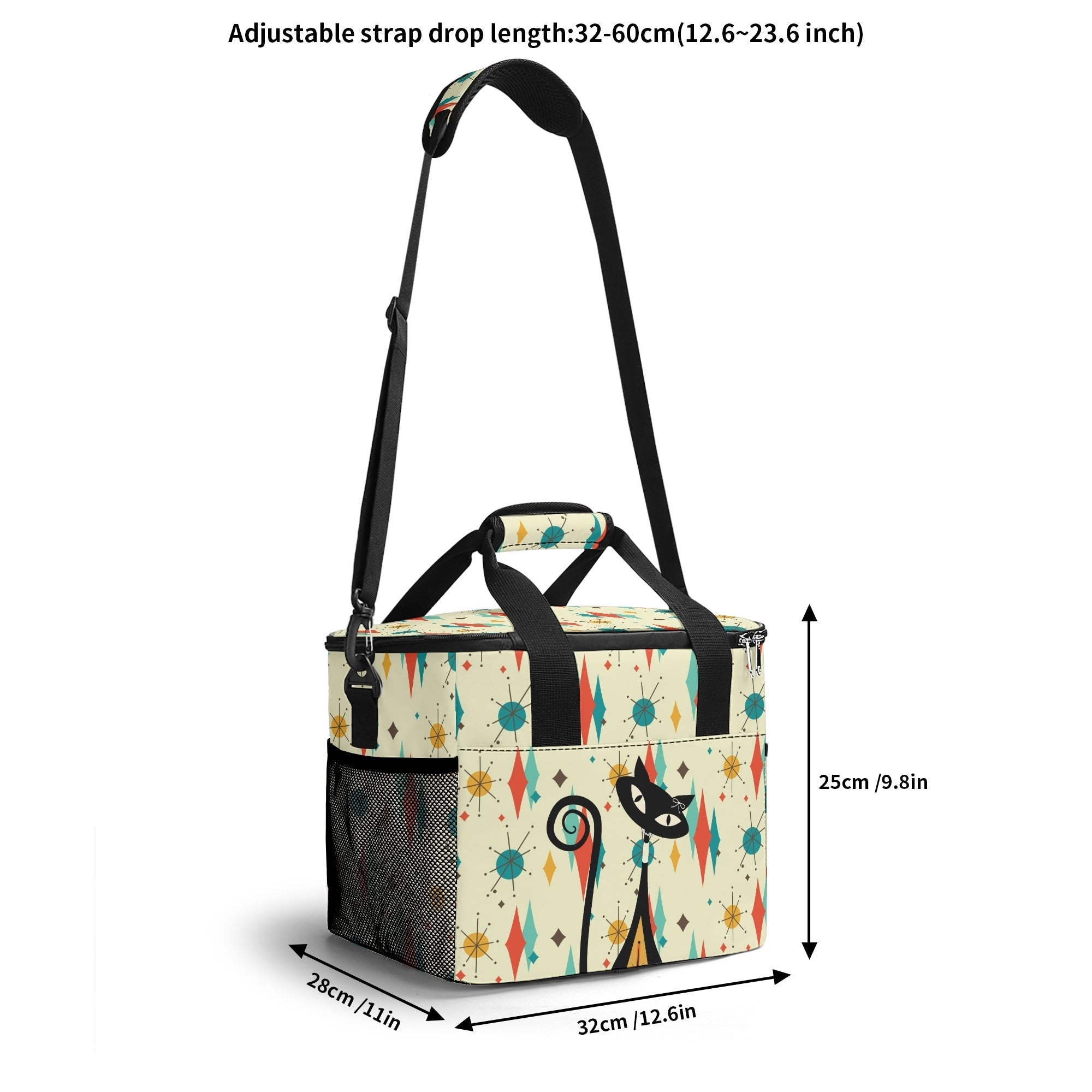 Kate McEnroe New York Atomic Cat Franciscan Starburst Cooler Bag, Retro MCM Insulated Picnic Tote, Mid Century Modern Lunch BoxLunch BagsNO5GE9PW - 1