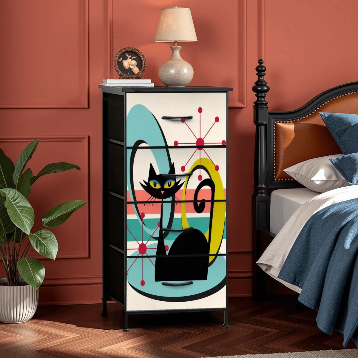 Kate McEnroe New York Atomic Cat Franciscan Starburst Mid Century Modern 4 Drawer DresserDresserseEawpAzXDi