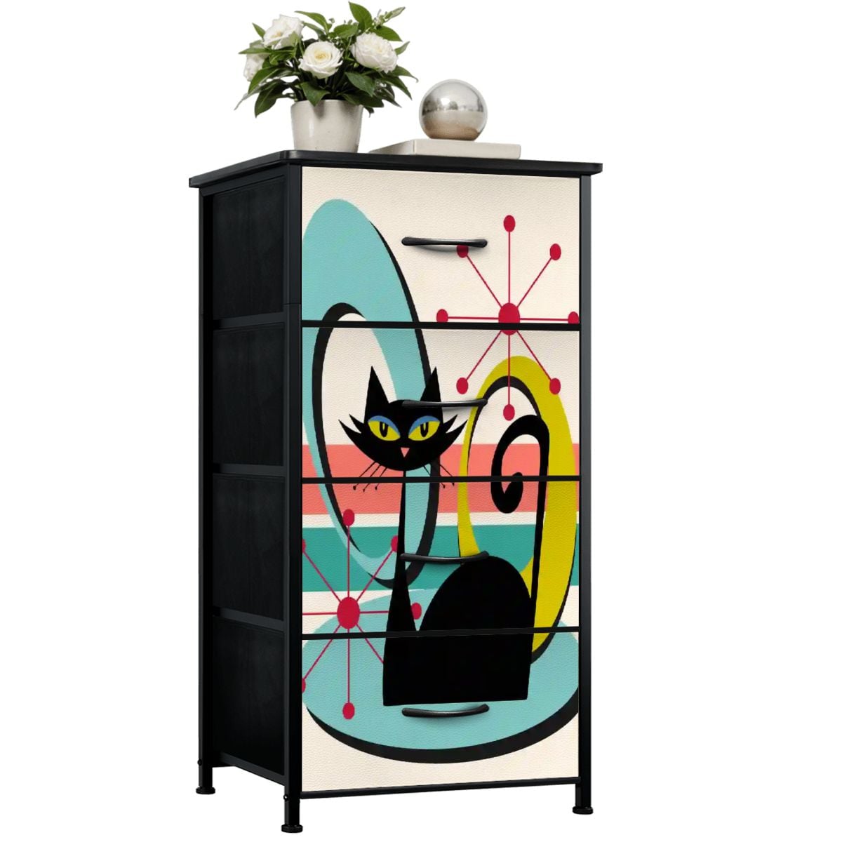 Kate McEnroe New York Atomic Cat Franciscan Starburst Mid Century Modern 4 Drawer DresserDresserseEawpAzXDi