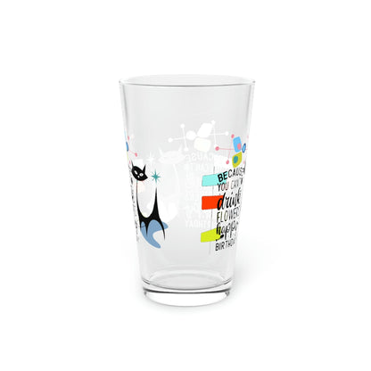 Kate McEnroe New York Atomic Cat Funny Birthday Pint Glass, 16oz Mid Century Modern Retro Geometric Starburst Beer Glass, Retro Shaker Glass, Beer Glassware Gifts Beer Glasses 16oz 99693805957525112704