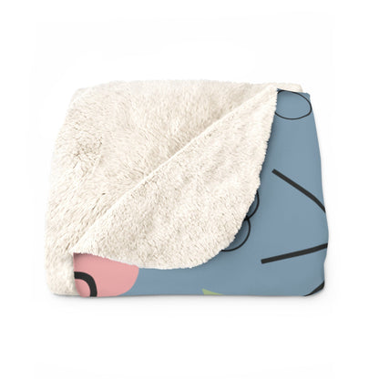 Kate McEnroe New York Atomic Cat Geometric Mid Century Modern Teal, Pink, Lime Sherpa Fleece Throw BlanketBlankets87999606333575826161