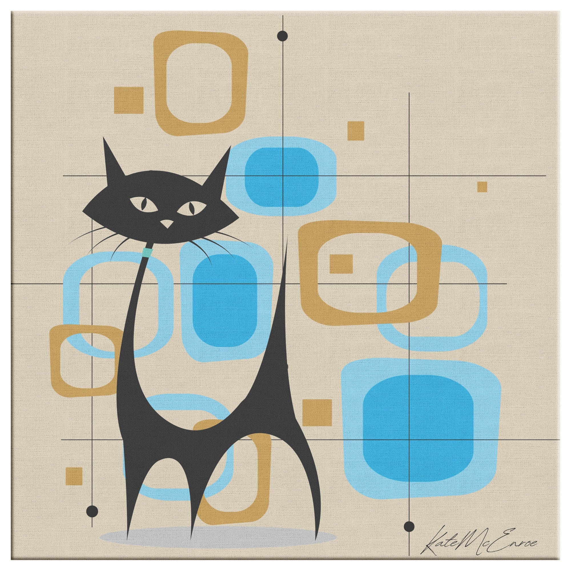 Kate McEnroe New York Atomic Cat Geometric Mid Century Modern Wall ArtCanvas Wall Art139002