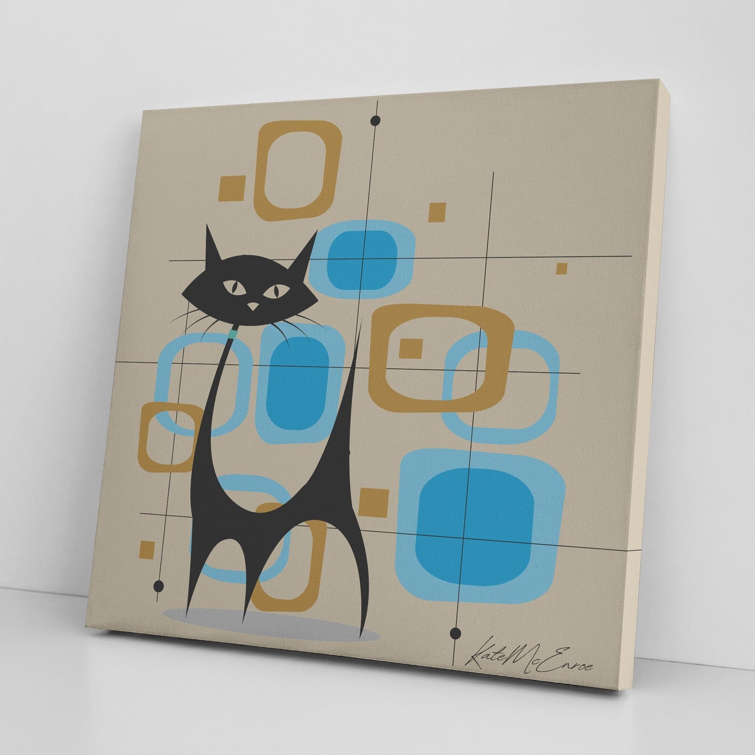 Kate McEnroe New York Atomic Cat Geometric Mid Century Modern Wall ArtCanvas Wall Art139002