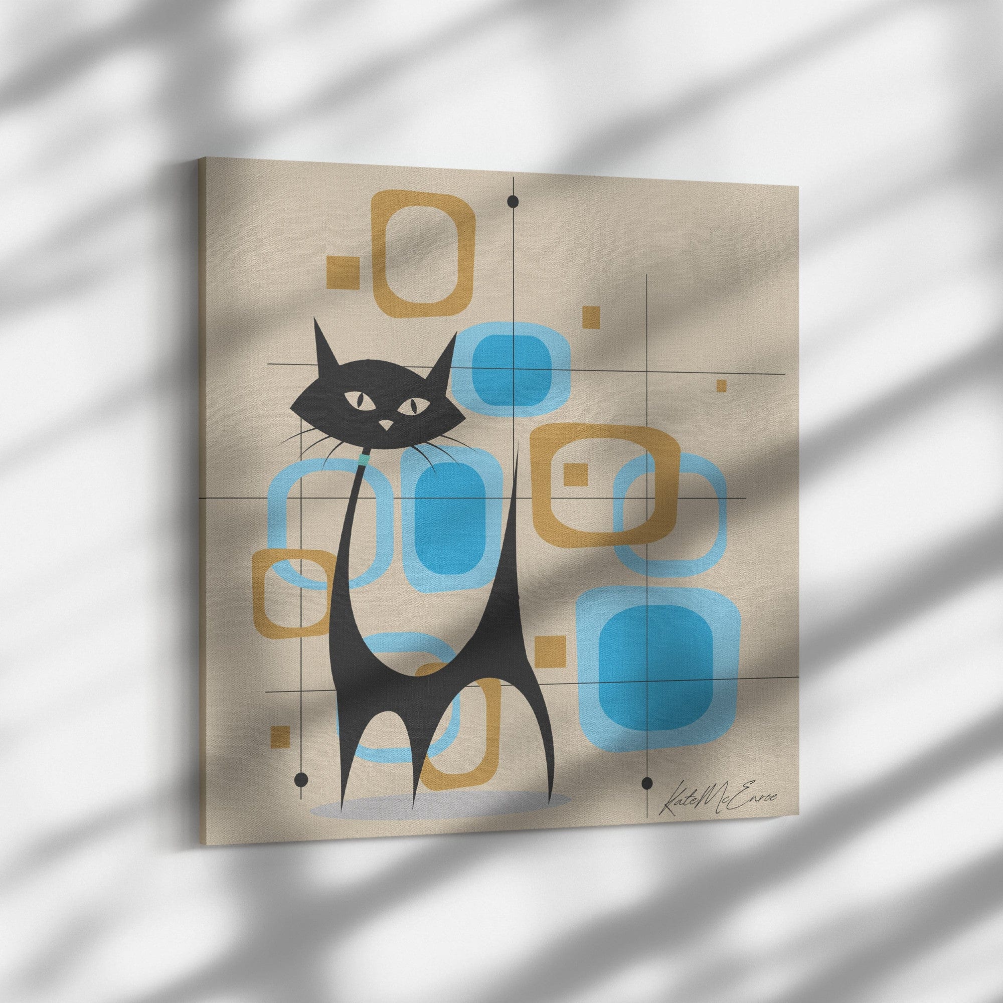 Kate McEnroe New York Atomic Cat Geometric Mid Century Modern Wall ArtCanvas Wall Art139002