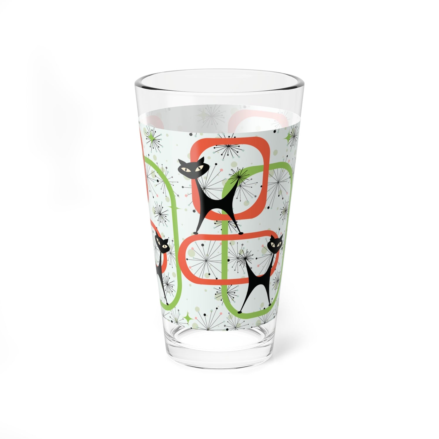 Kate McEnroe New York Atomic Cat Geometric Pint Glass, Mid Century Modern Starburst Drinkware, Retro MCM BarwarePint Glasses26383203808269731113