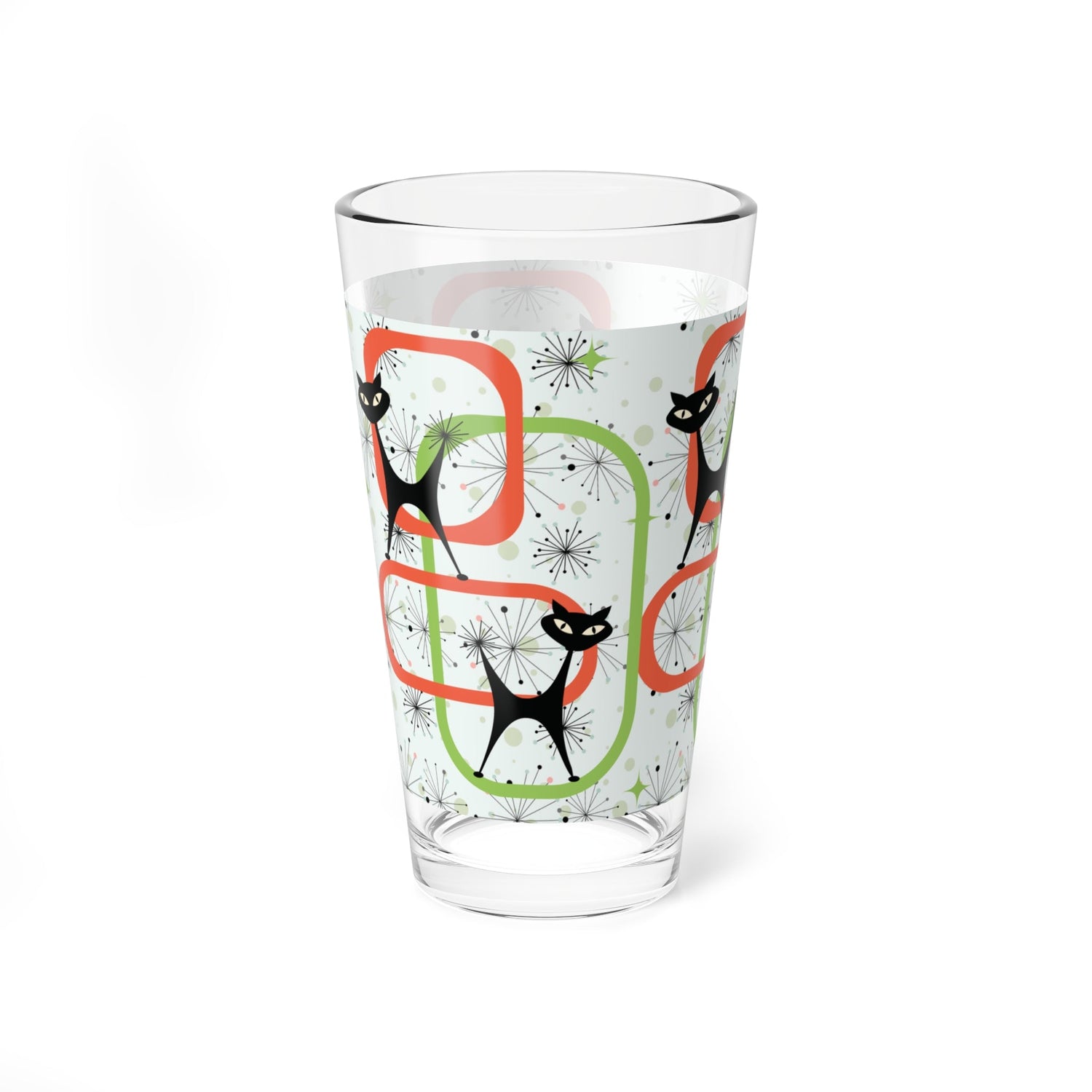 Kate McEnroe New York Atomic Cat Geometric Pint Glass, Mid Century Modern Starburst Drinkware, Retro MCM BarwarePint Glasses26383203808269731113