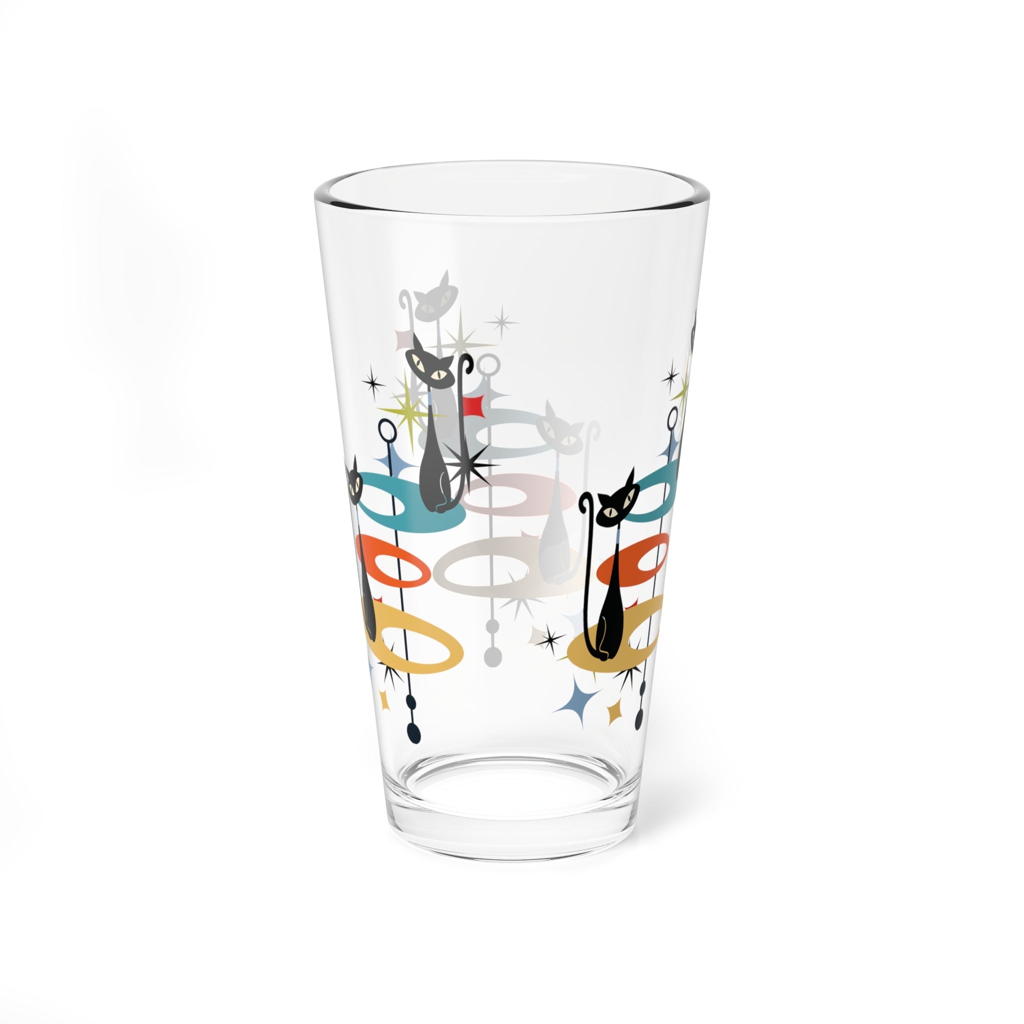 Kate McEnroe New York Atomic Cat Geometric Pint Glass, Mid Century Modern Starburst Drinkware, Retro MCM BarwarePint Glasses28868915282822156067