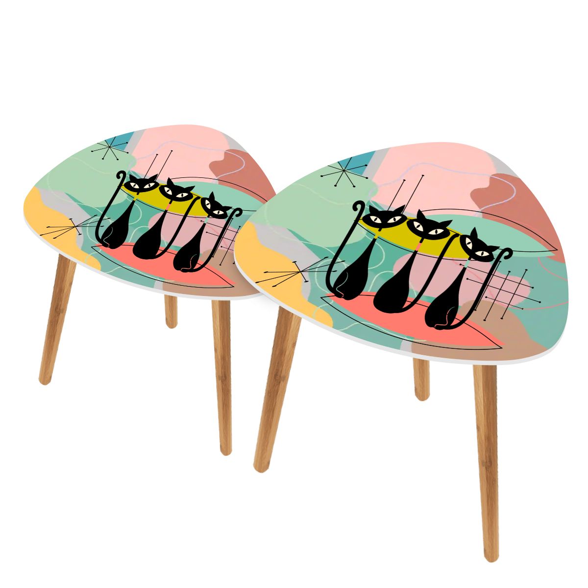 Kate McEnroe New York Atomic Cat Googie 50s Starburst Nesting Tables Set of 2Nesting TablesnxOOyqiDzniDJ