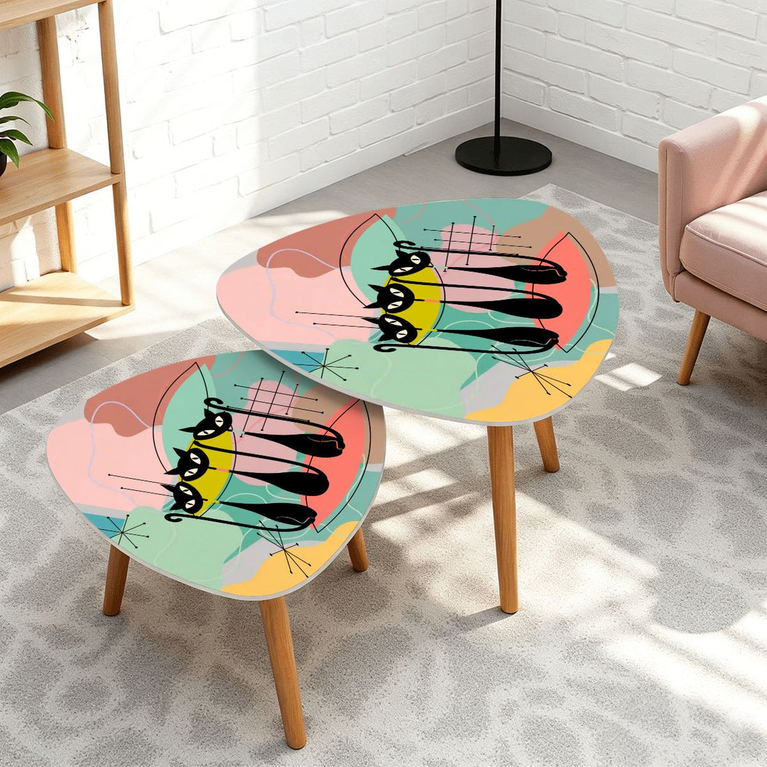 Kate McEnroe New York Atomic Cat Googie 50s Starburst Nesting Tables Set of 2Nesting TablesnxOOyqiDzniDJ