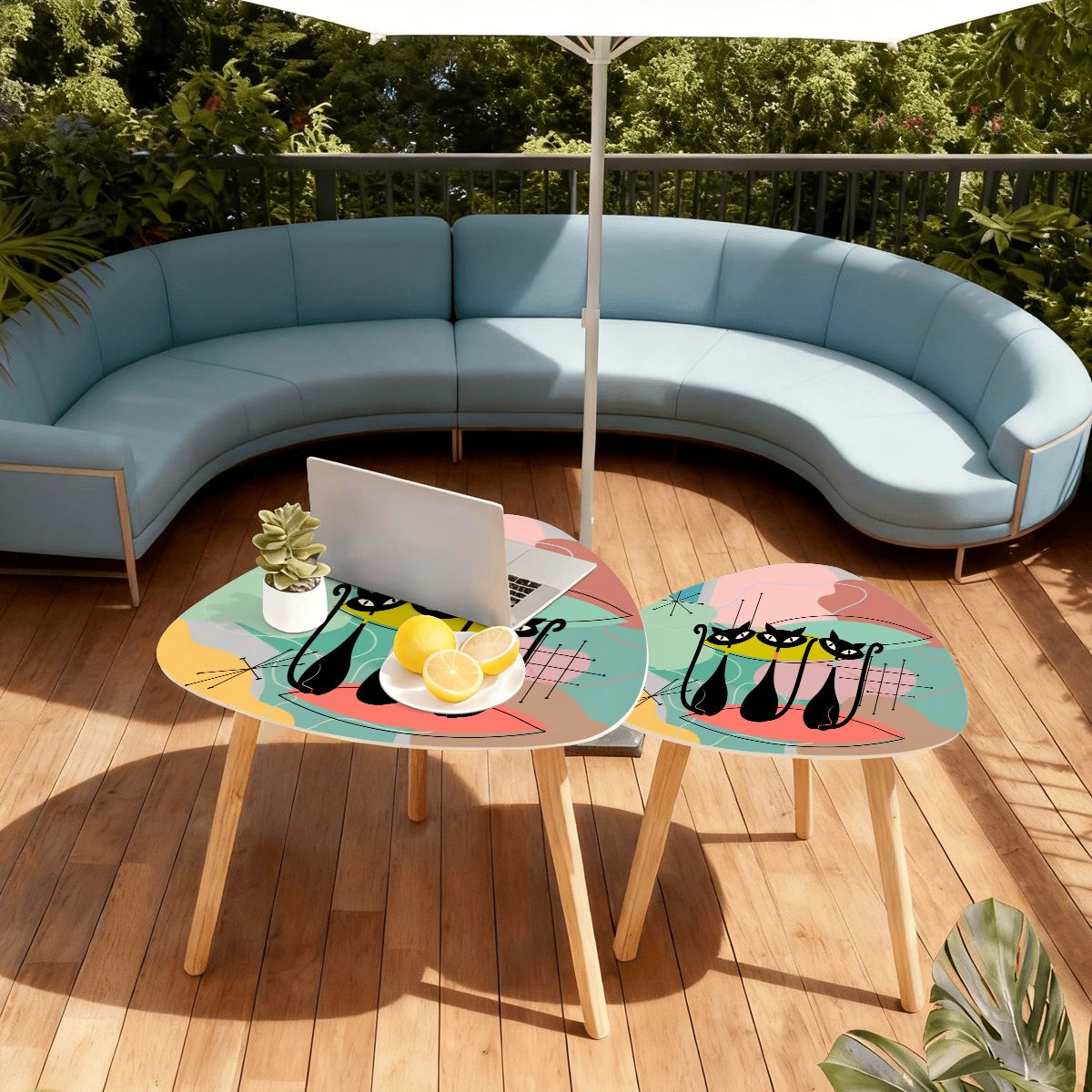 Kate McEnroe New York Atomic Cat Googie 50s Starburst Nesting Tables Set of 2Nesting TablesnxOOyqiDzniDJ