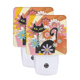 Kate McEnroe New York Atomic Cat Groovy Floral Retro Night Lights, Mid Century Modern Kitsch Set of 2Night LightsbygQnqR24S