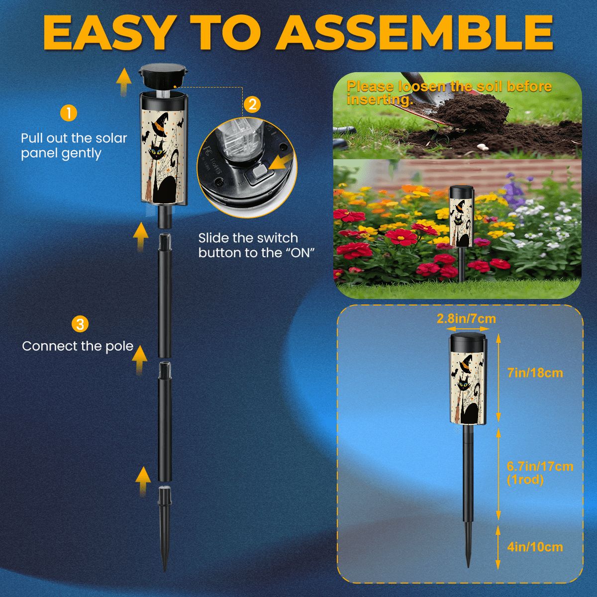 Kate McEnroe New York Atomic Cat Halloween Garden Lights, Mid Century Modern Witch Cat Solar Pathway Lanterns Outdoor DecorSolar Garden Stake LightsiGvs5AyHHS