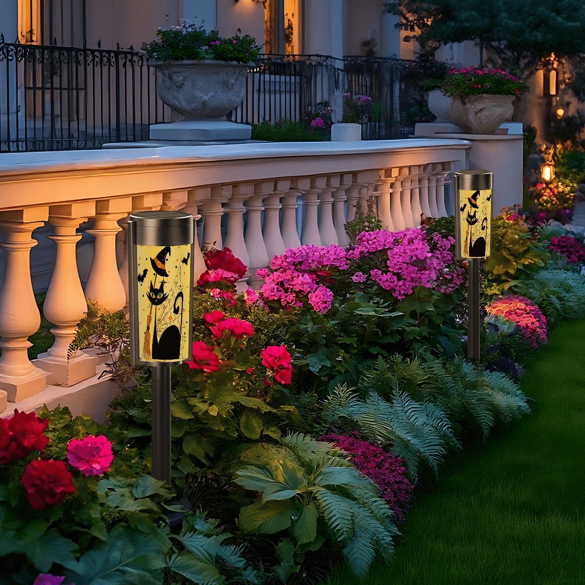 Kate McEnroe New York Atomic Cat Halloween Garden Lights, Mid Century Modern Witch Cat Solar Pathway Lanterns Outdoor DecorSolar Garden Stake LightsiGvs5AyHHS