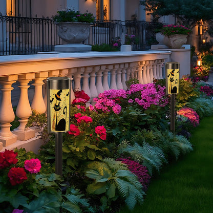 Kate McEnroe New York Atomic Cat Halloween Garden Lights, Mid Century Modern Witch Cat Solar Pathway Lanterns Outdoor DecorSolar Garden Stake LightsiGvs5AyHHS