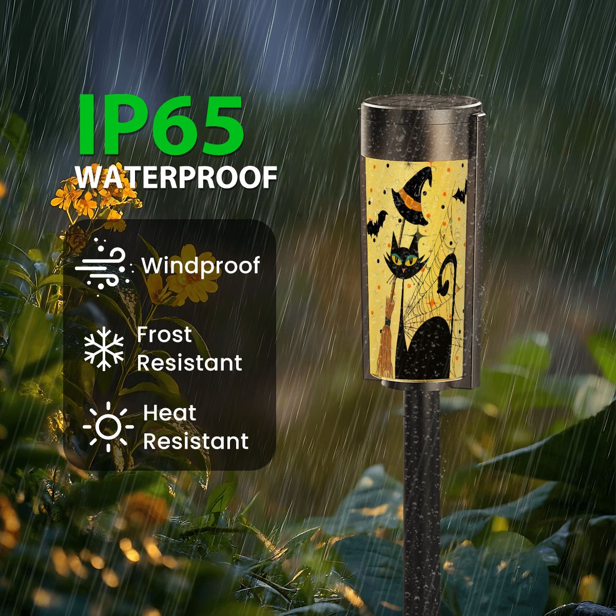 Kate McEnroe New York Atomic Cat Halloween Garden Lights, Mid Century Modern Witch Cat Solar Pathway Lanterns Outdoor DecorSolar Garden Stake LightsiGvs5AyHHS