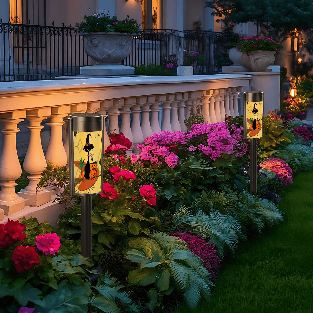 Kate McEnroe New York Atomic Cat Halloween Garden Solar Lights, Retro Mid Century Modern Outdoor Pathway DecorSolar Garden Stake LightsDVUkXUoduJ